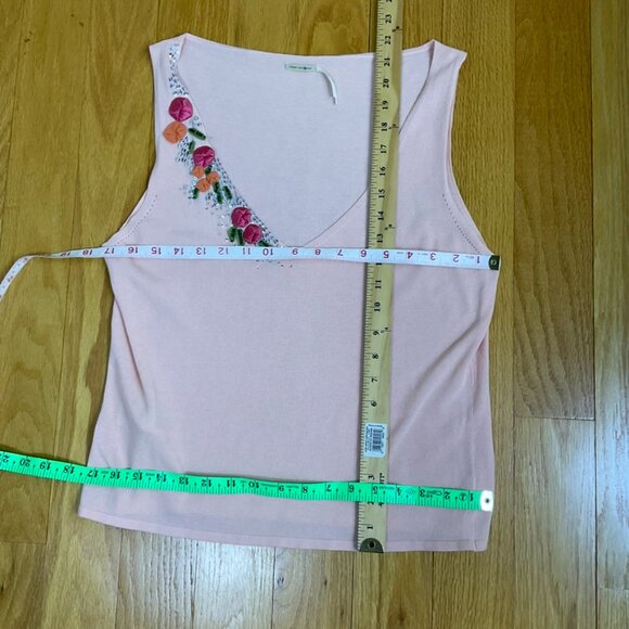 Max Studio Top Knit Embroidered Sequins Appliqué Pink Multi (L) - Picture 4 of 6